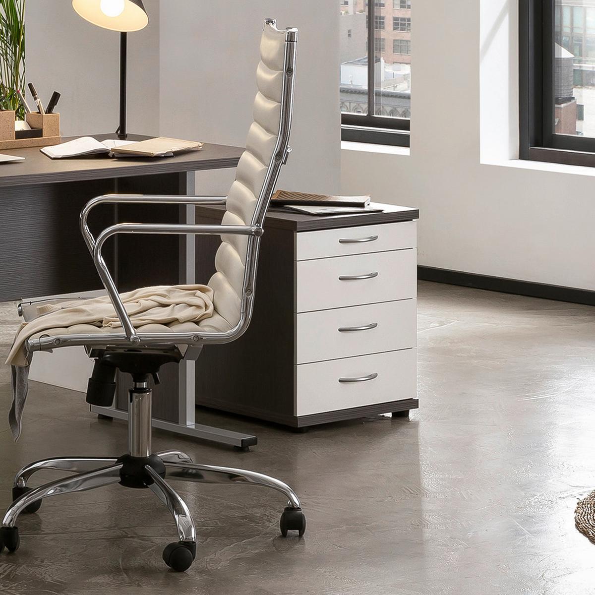 Container Serie 4000 Grau/Weiß - Silberfarben/Schwarz, MODERN, Holzwerkstoff/Kunststoff (41,6/53,4/50cm) - MID.YOU