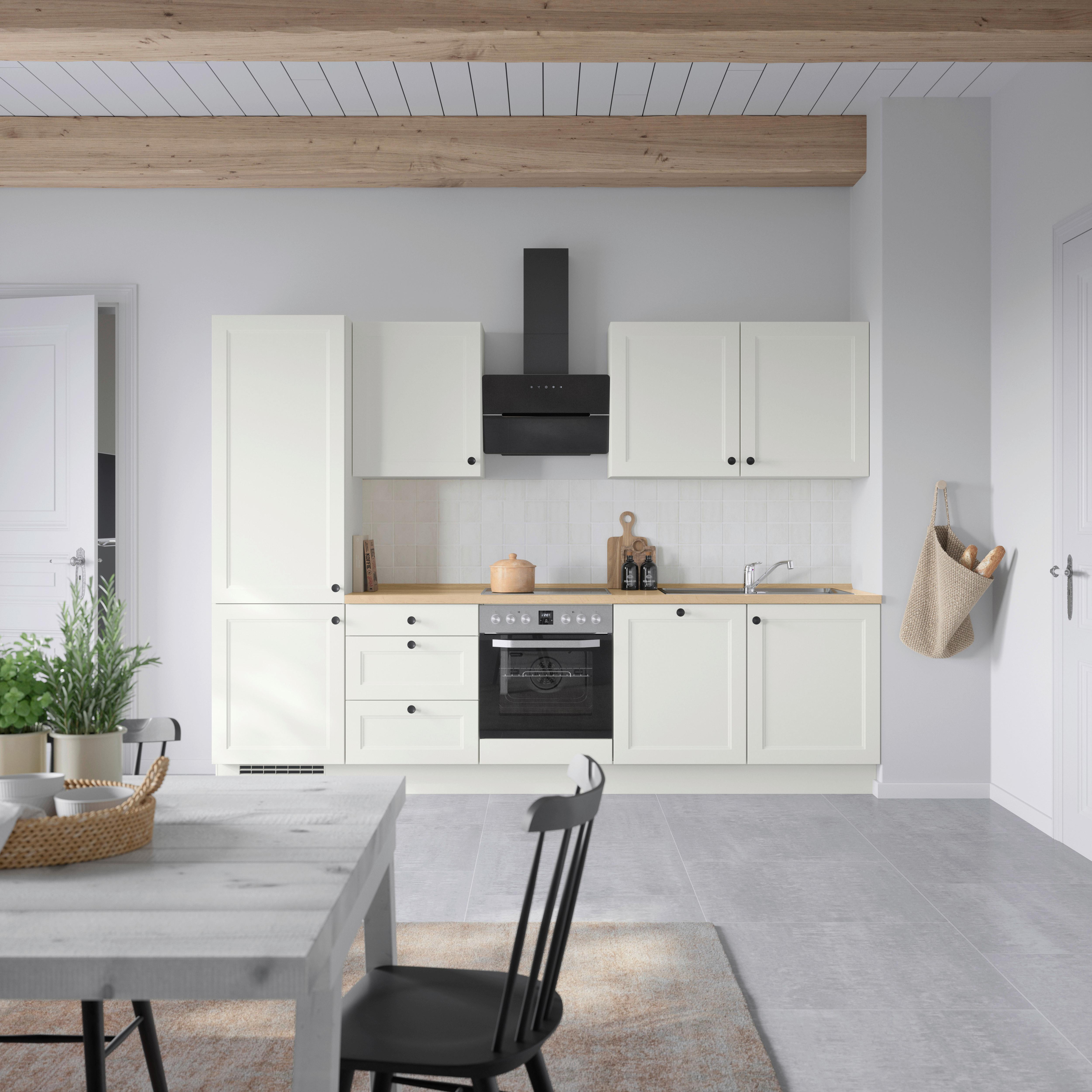 Küchenblock Cascada High m. Geräten Weiß - Eichefarben/Schwarz, MODERN, Holzwerkstoff/Metall (300cm) - Nobilia