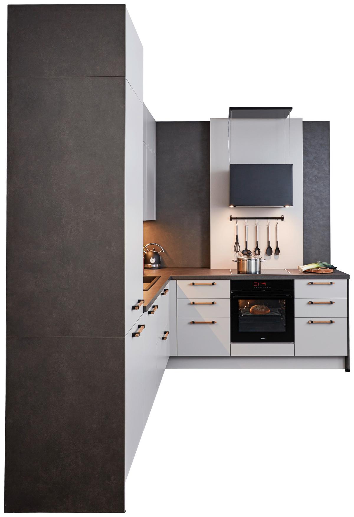 Bucătărie la comandă Laser - gri închis/nisipiu, Konventionell, material pe bază de lemn (295/227cm) - Nobilia