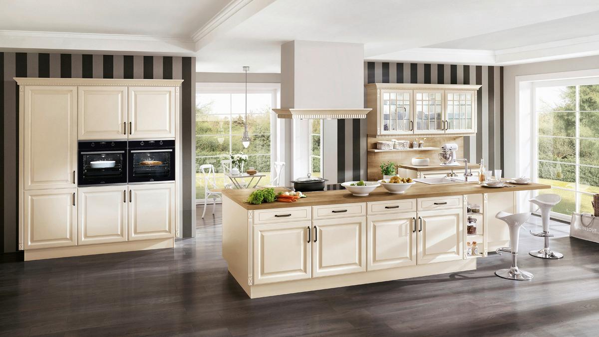 Einbauküche Castello in Creme - Creme, ROMANTIK / LANDHAUS, Holzwerkstoff - Nobilia