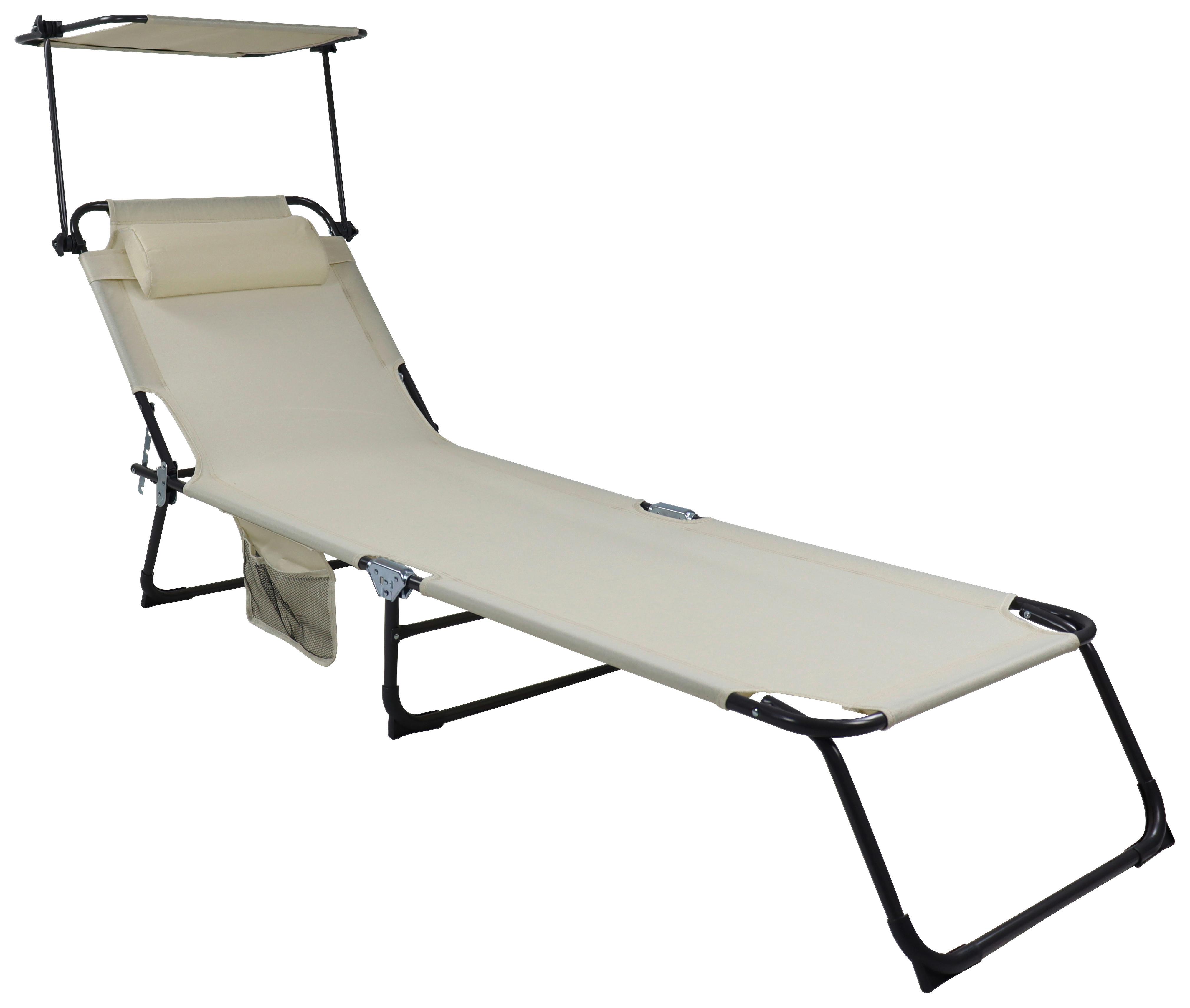 GARTENLIEGE BINDOX L - Anthrazit/Creme, Modern, Kunststoff/Textil (185/55/24cm) - Ambia Garden