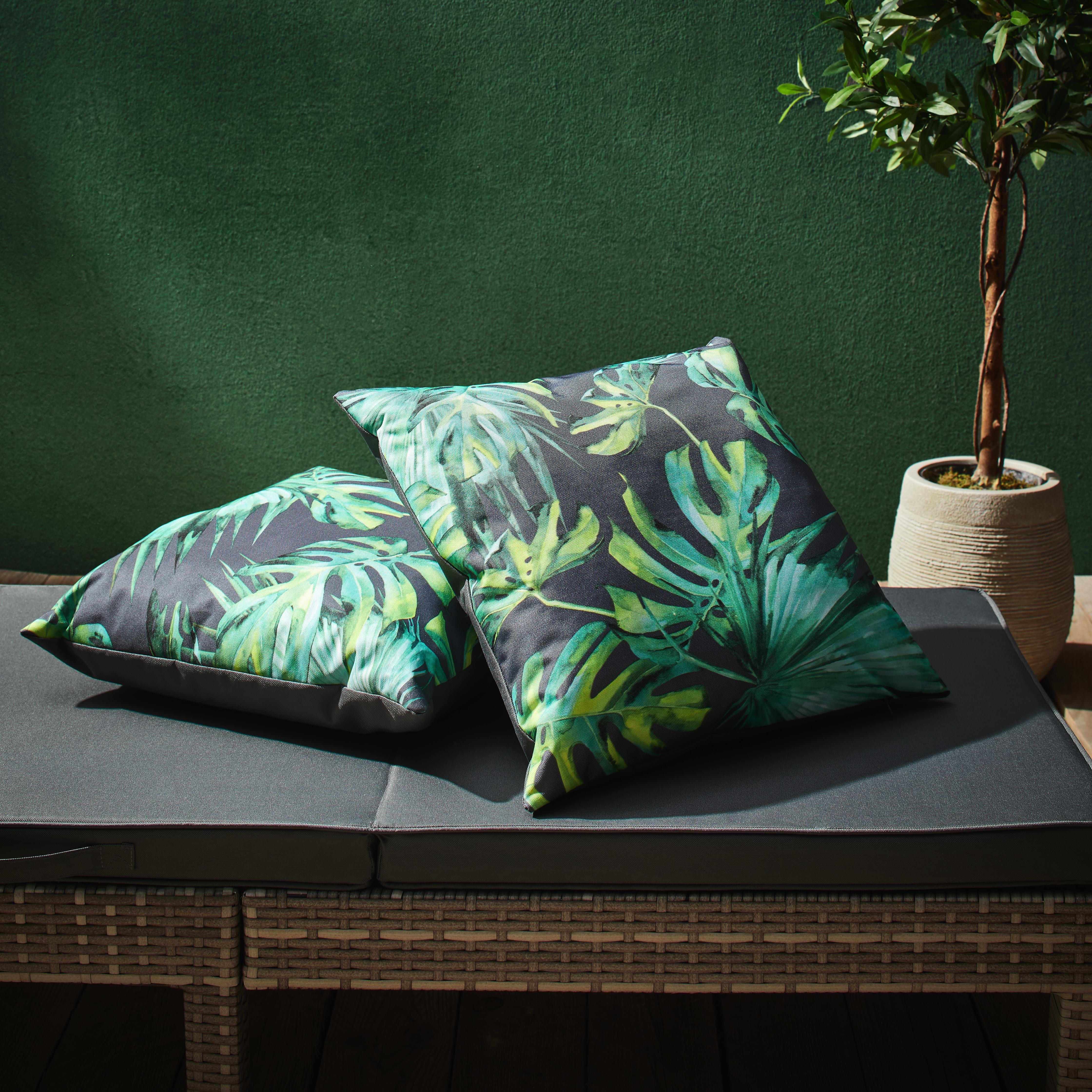 Outdoorkissen Polly  ca. 45x45cm - Dunkelgrau/Grün, MODERN, Textil (45/45cm) - Bessagi Garden