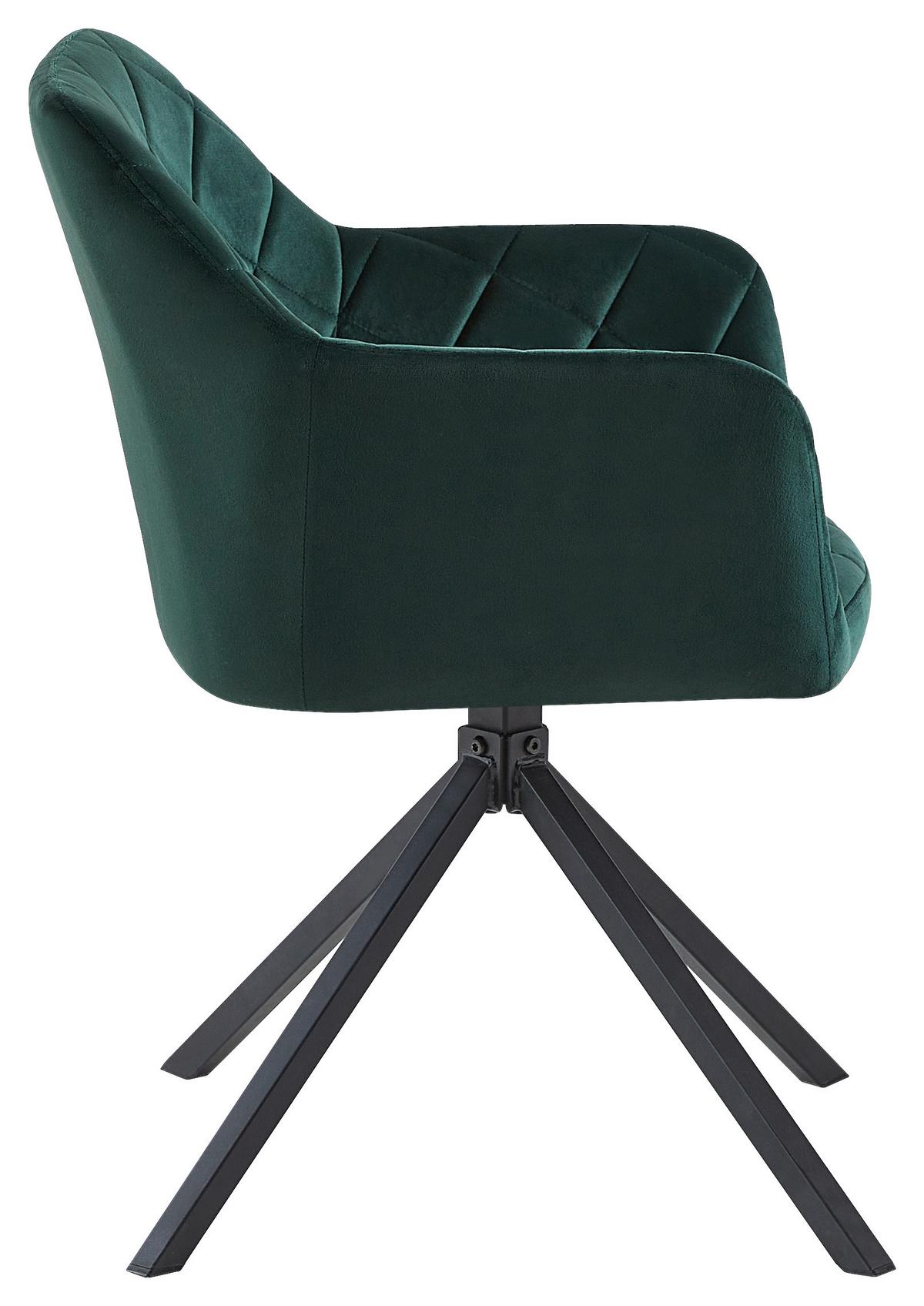 Stol Patti, Temno Zelena, Žamet, Vrtljiv - črna/siva, Konvencionalno, kovina/tekstil (56/81/60,5cm) - Mömax