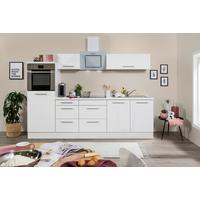 Küchenzeile mit Geräte Weiß B: ca. 270 cm - Edelstahlfarben/Weiß, KONVENTIONELL, Holzwerkstoff/Metall (270cm) - Respekta