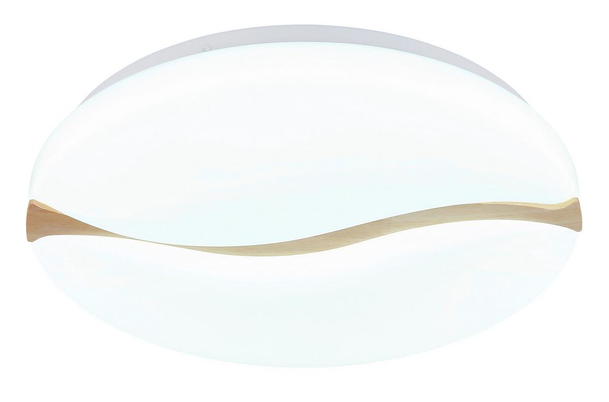 LED-DECKENLEUCHTE 41790-20 LETICIA - Weiss/Braun, Basics, Holz/Kunststoff (39/8cm) - Globo