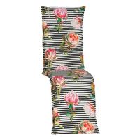 Relaxsesselauflage Toronto ca. 170x46 cm Schwarz m. Blume - Schwarz, Design, Textil (170/46/8cm) - Gardenson