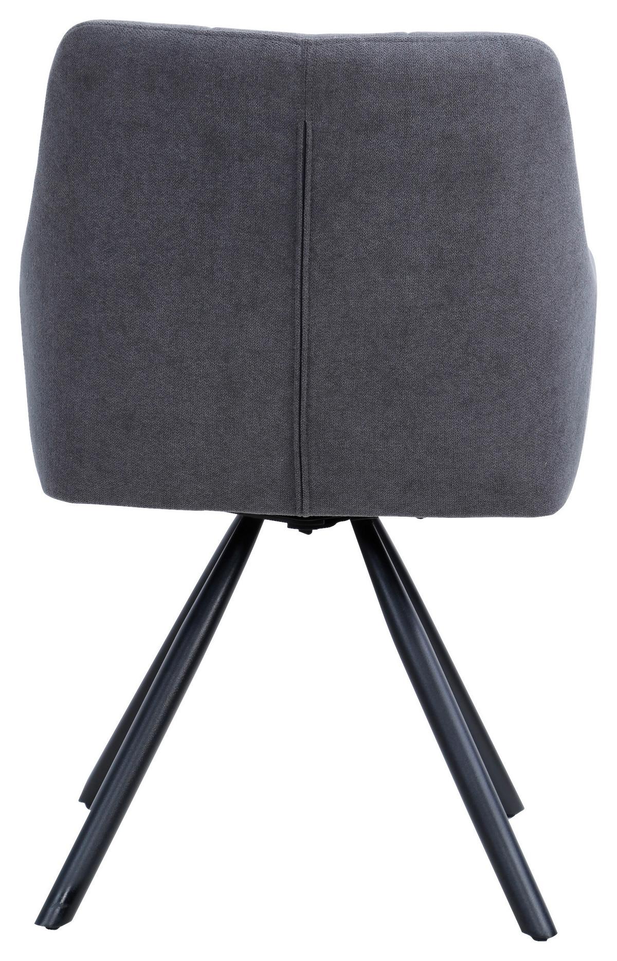 KRZESŁO Z PODŁOKIETNIKAMI REINHOLD - czarny/ciemnoszary, Design, metal/tkanina (57/82/61cm) - Hom`in