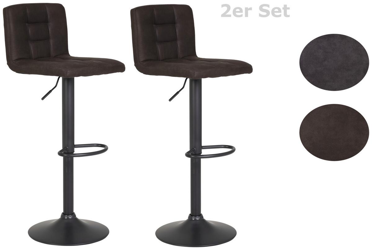 Barhocker-Set höhenverstellbar AMANDA I H - Schlammfarben/Dunkelgrau, MODERN, Textil/Metall (40/85/48cm) - MID.YOU