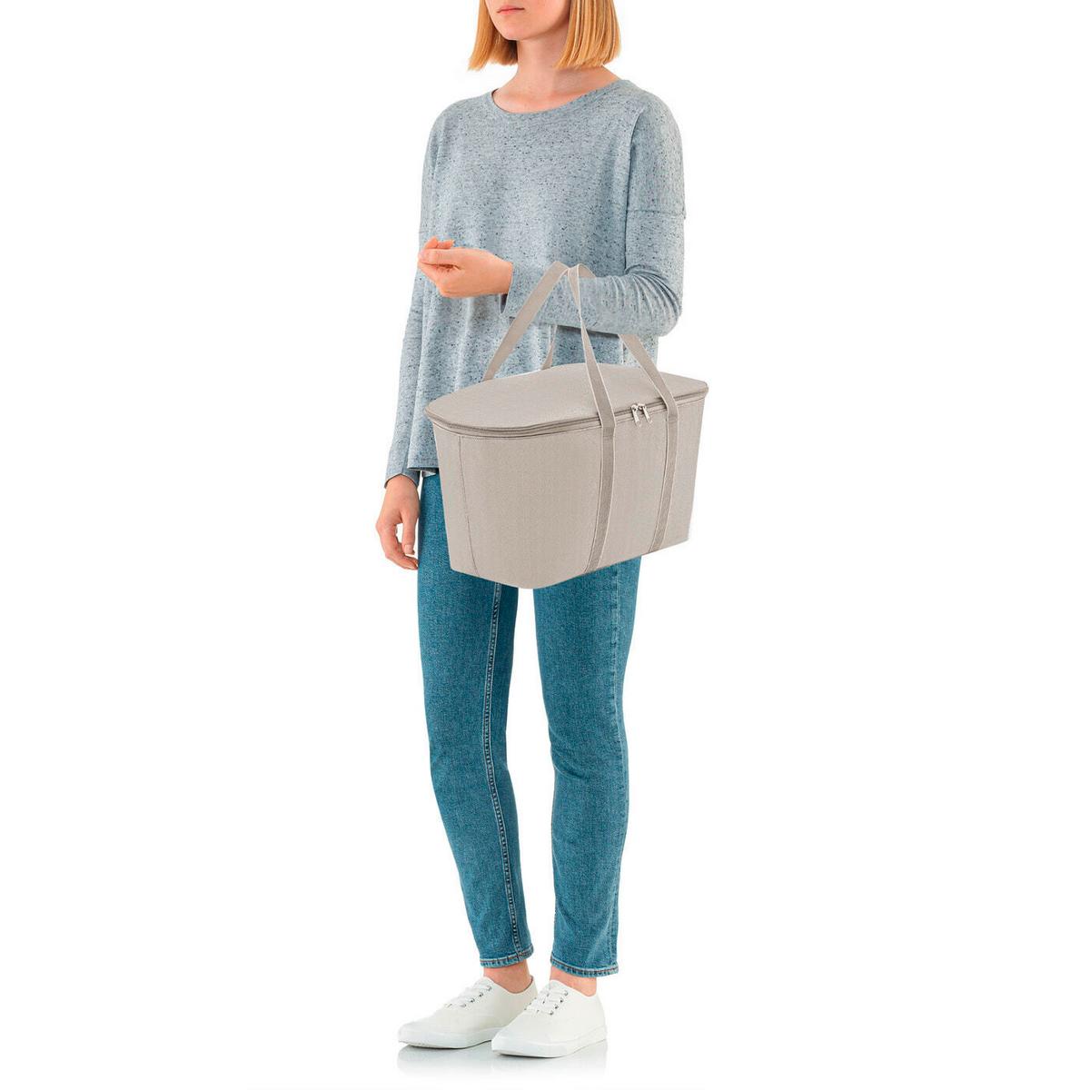 TORBA CHŁODZĄCA COOLERBAG HERRINGBONE SAND - beżowy, Modern, tkanina (44.5/24.5/25cm) - Reisenthel