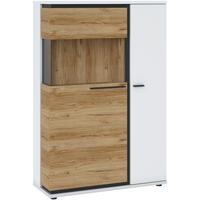 VITRINĂ SALINAS - alb/culoare lemn stejar, Trend, sticlă/material pe bază de lemn (93/139,8/37cm) - Modern Living