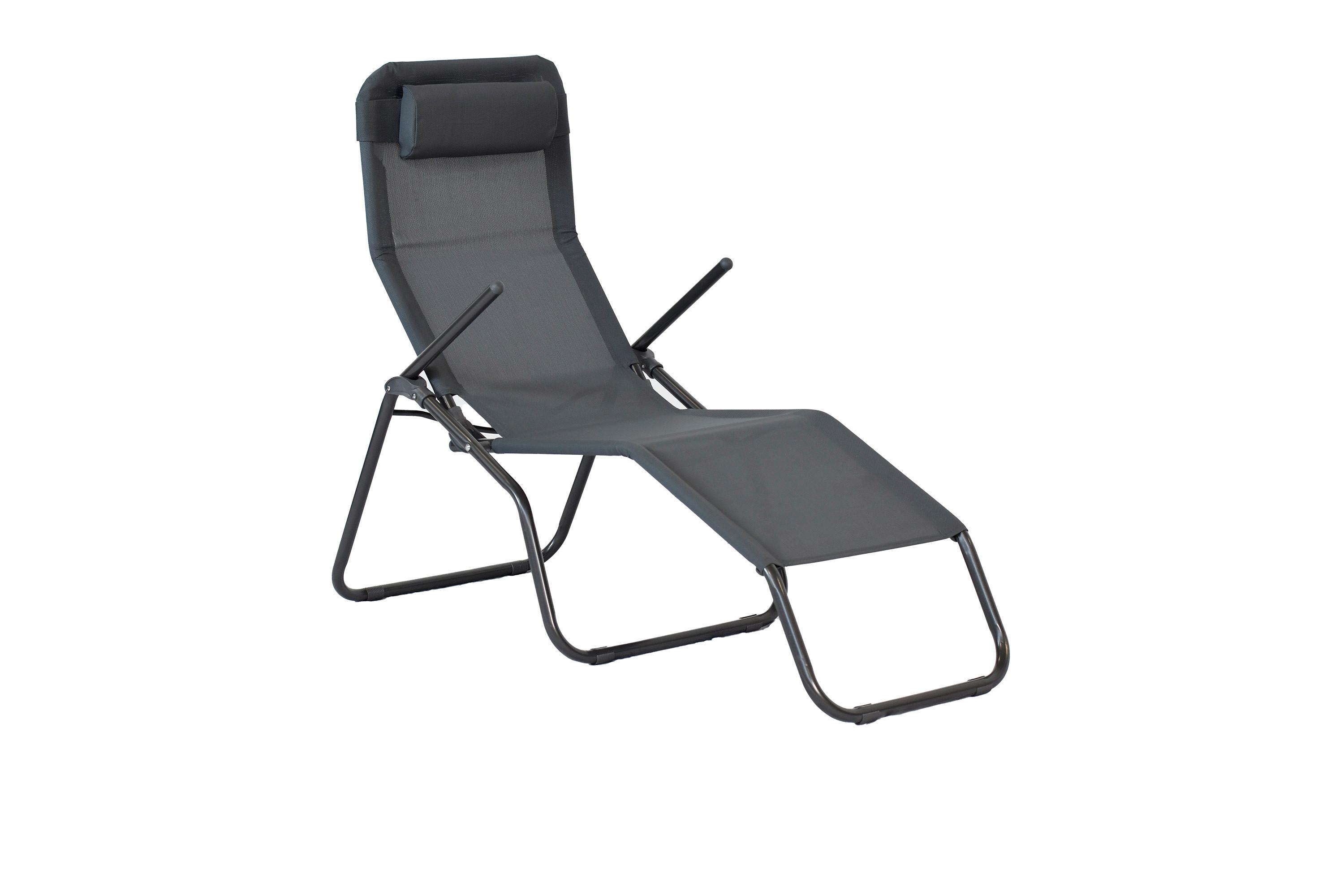 Gartenliege Grau inkl. Kissen - Grau, KONVENTIONELL, Textil/Metall (67/116/154cm) - Gardenson