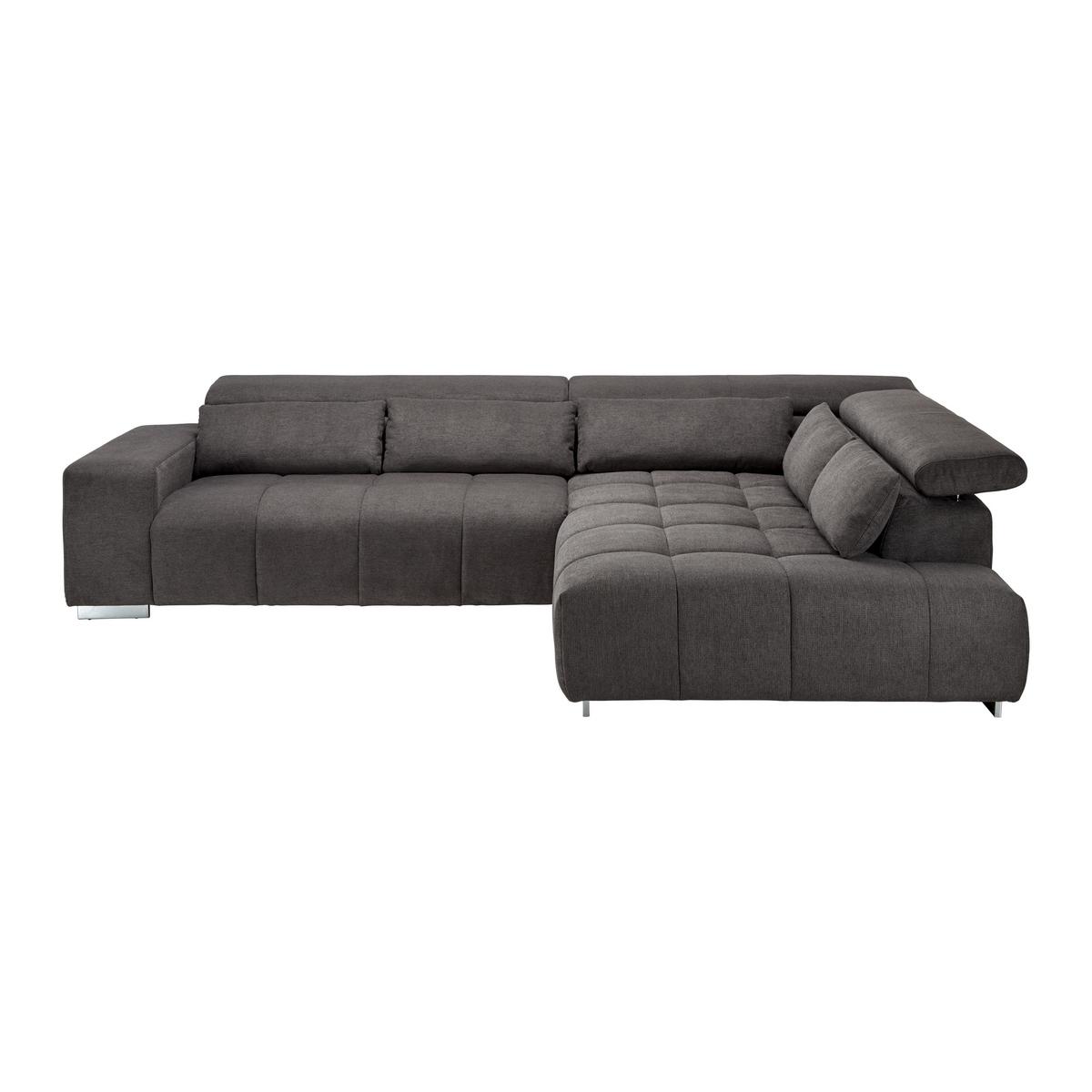 Wohnlandschaft Orion Grau Chenille-Oberfläche - Chromfarben/Grau, Modern, Textil/Metall (310/70-88/225cm) - Bessagi Home