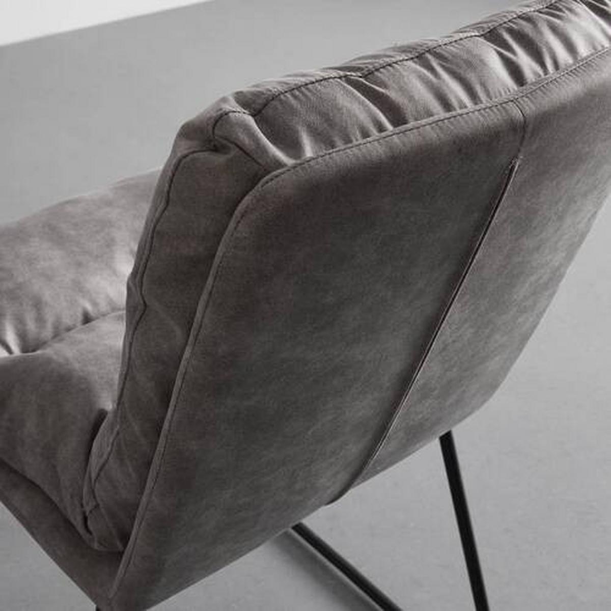 Stuhl Kona Grau Mikrofaser Gepolstert - Schwarz/Grau, MODERN, Holz/Textil (48/90/65cm) - Bessagi Home