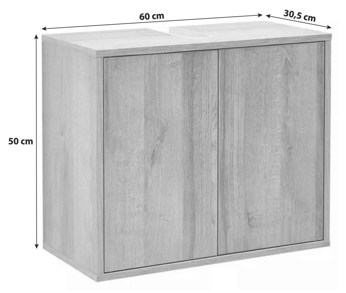 Waschbeckenunterschrank "Finn" weiß, eiche - Weiß, MODERN, Holzwerkstoff (60/50/30,5cm) - MID.YOU