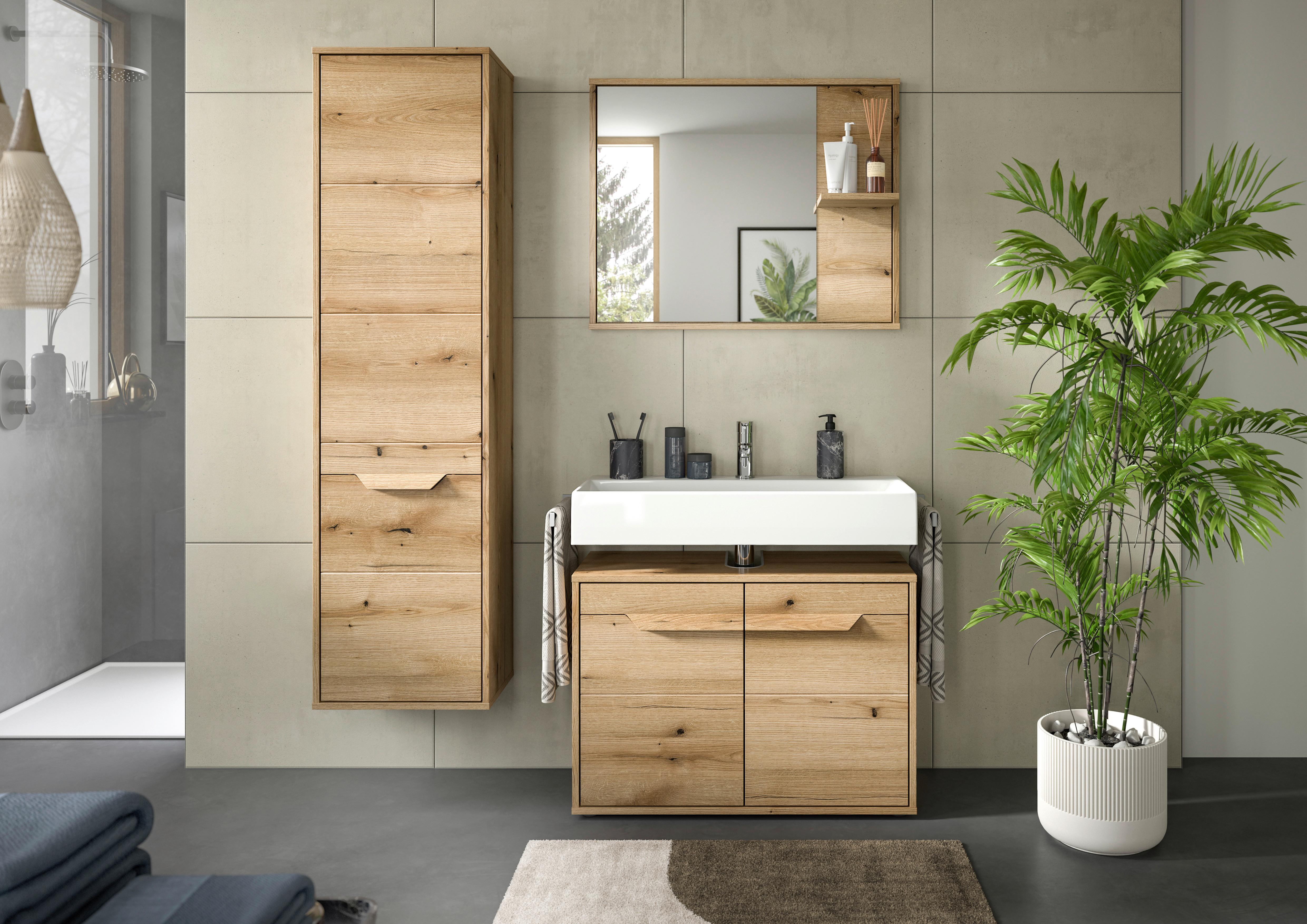 Spiegelschrank Zeno ca. 84x68 cm Eichefarben - MODERN, Glas/Holzwerkstoff (84/68/20cm) - MID.YOU