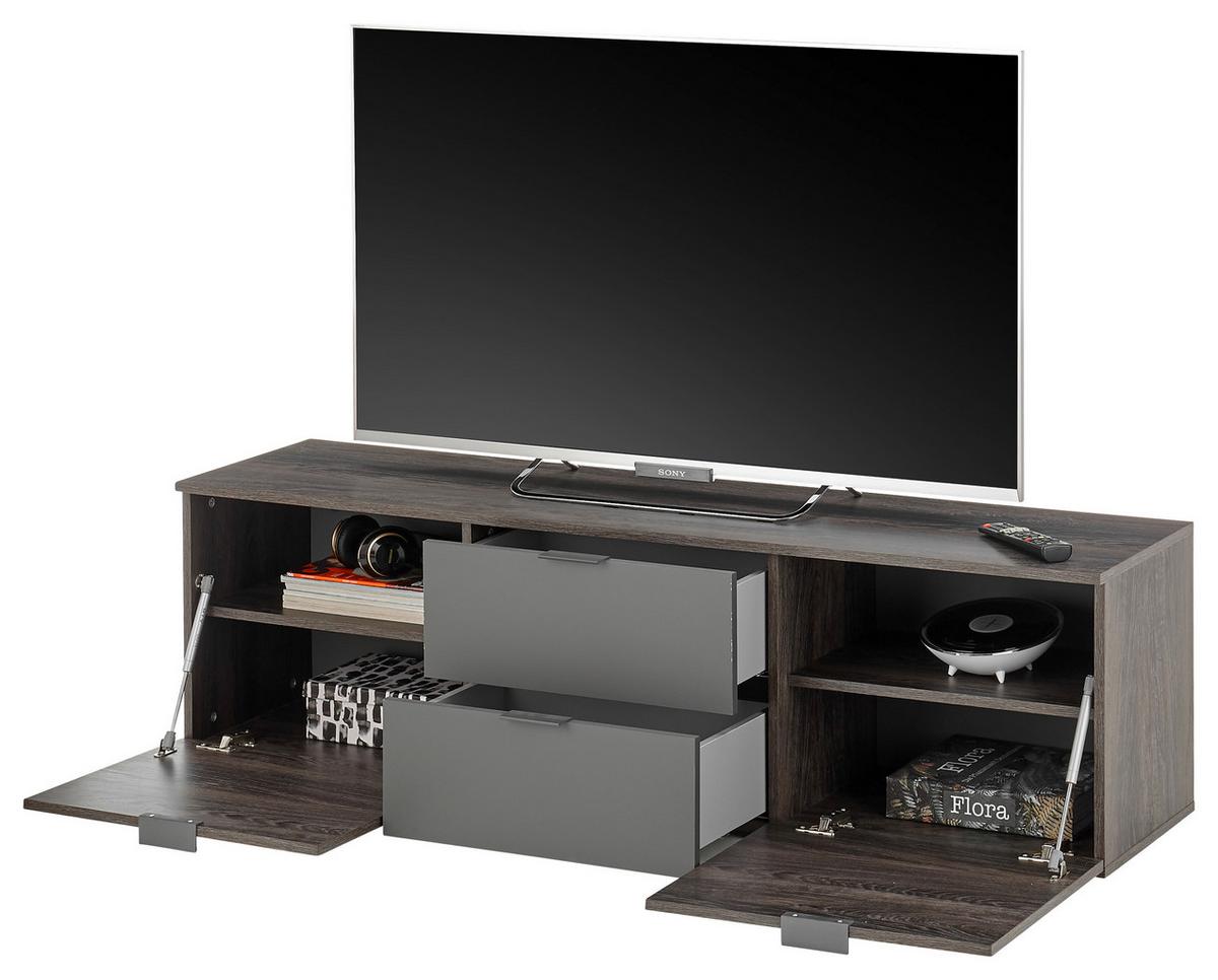 Nizka Omarica Cremona, Siva, Temni Hrast - siva, Trendi, umetna masa/leseni material (150/42/38cm) - Modern Living
