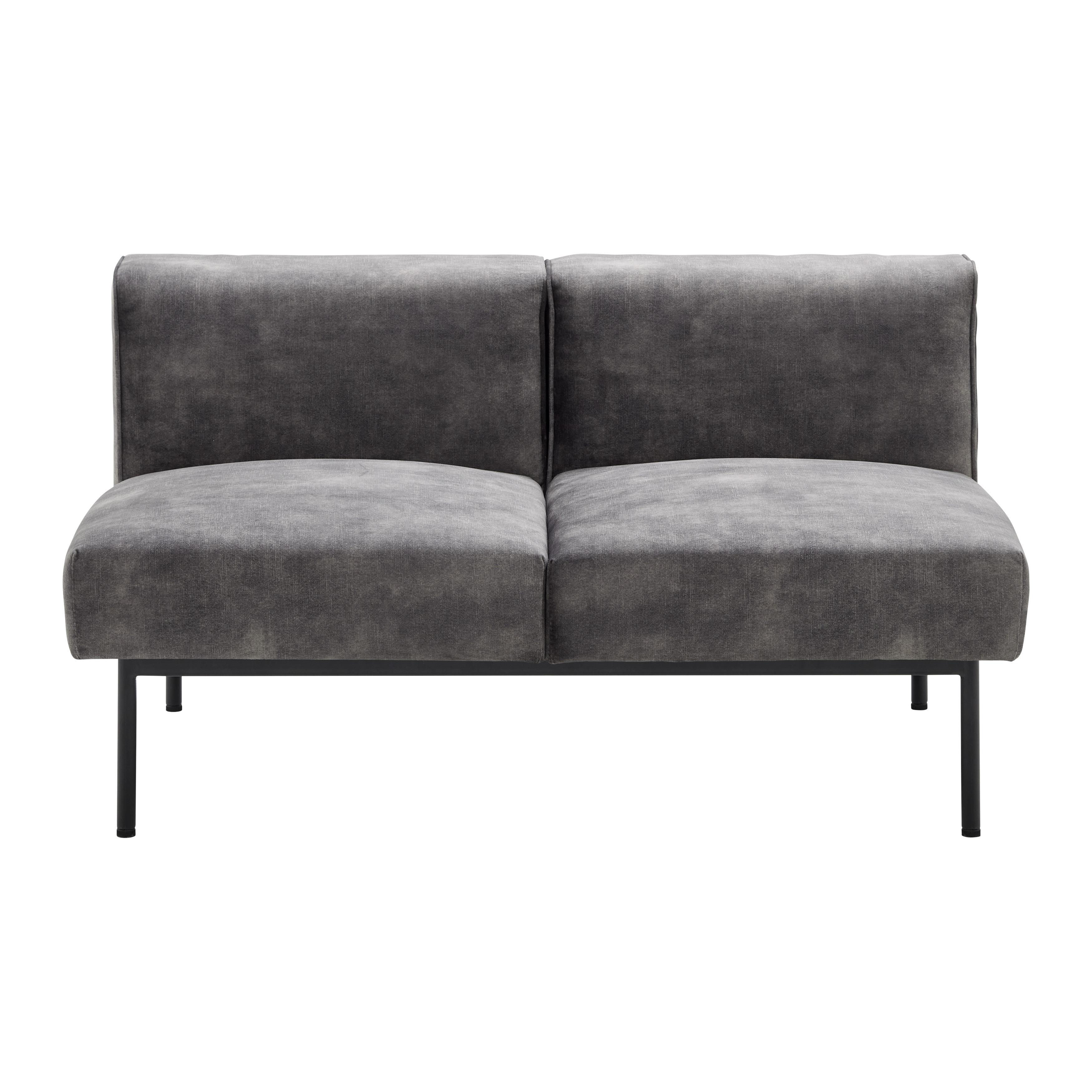 Modulares Sofa "Modu", Mittelteil, dunkelgrau, Samt - Dunkelgrau/Schwarz, MODERN, Holz/Textil (117/76/63cm) - Bessagi Home