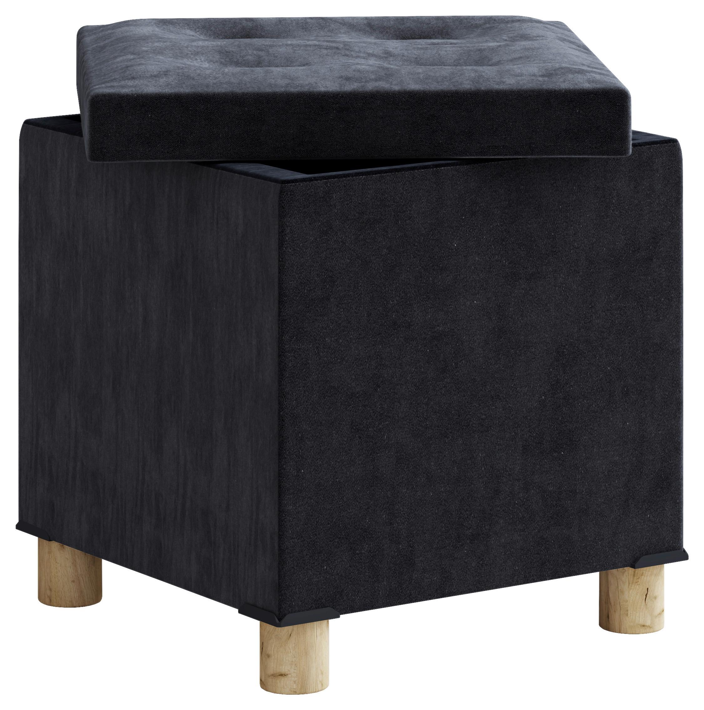 Sitzbox Sizos M Anthrazit mit Stauraum - Anthrazit/Braun, MODERN, Holzwerkstoff/Textil (38/40/38cm) - MID.YOU