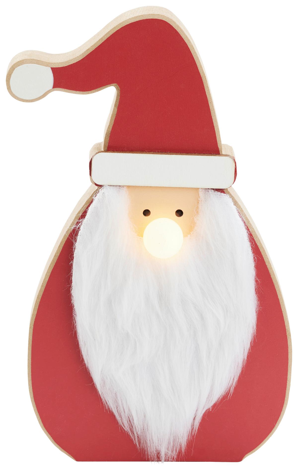 Led-díszlámpa Eckhard - bézs/piros, Konventionell, fa/szőrme (11/20/2cm)