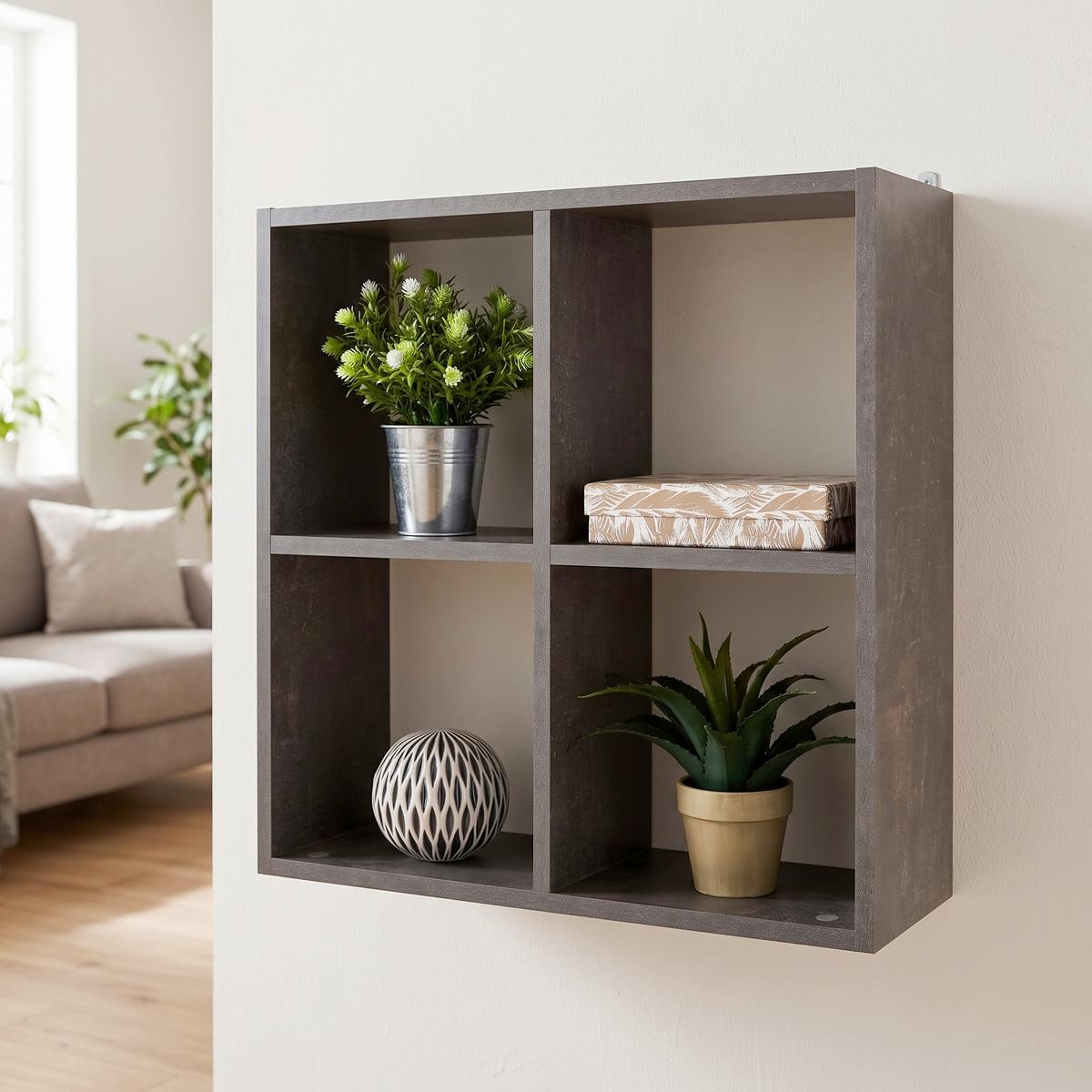 Zidna Polica Alex - tamno siva, Moderno, drvni materijal (60/60/18cm) - Best Price