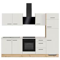 Küchenblock IP1200 o. Geräte Weiß - Eichefarben/Schwarz, MODERN, Holzwerkstoff/Metall (270cm) - Impuls