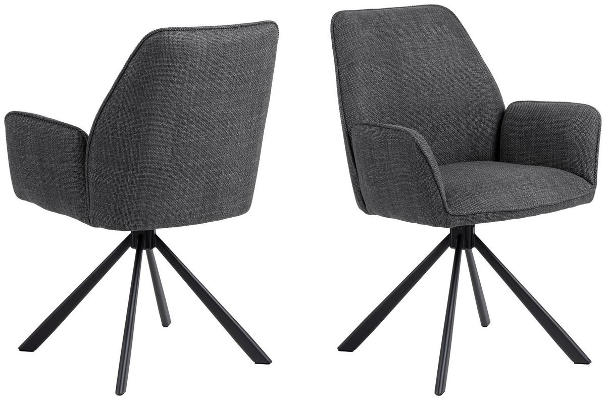 KRZESŁO Z PODŁOKIETNIKAMI GLENDA - ciemnoszary/czarny, Trend, metal/tkanina (61/88,5/63cm) - MID.YOU