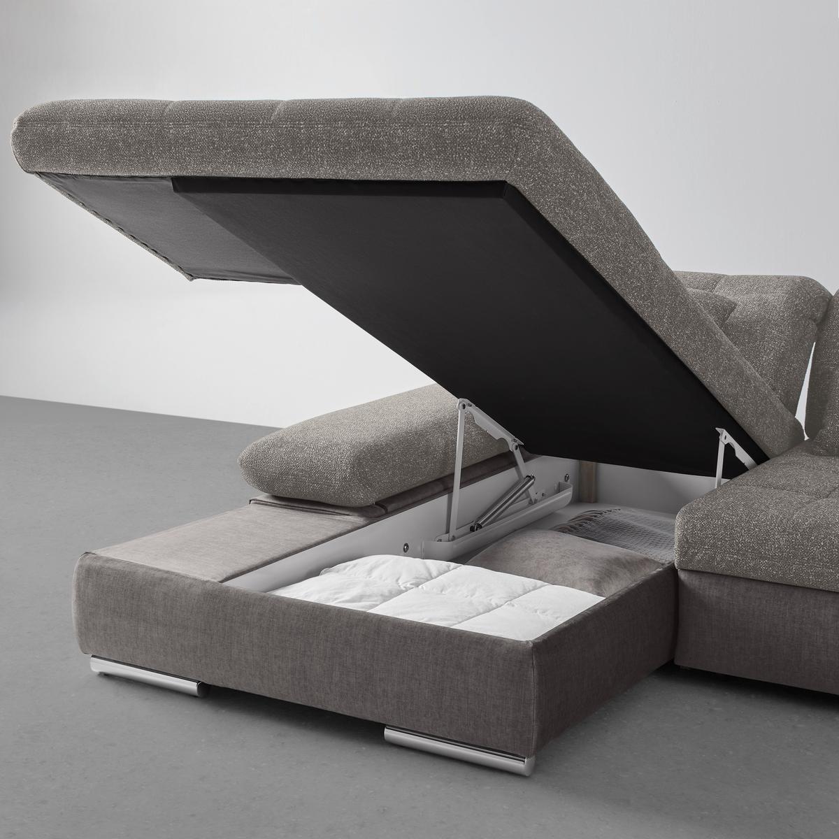 Wohnlandschaft Sanfino Silberfarben - Chromfarben/Silberfarben, KONVENTIONELL, Holz/Textil (199/79-96/305cm) - Premium Living