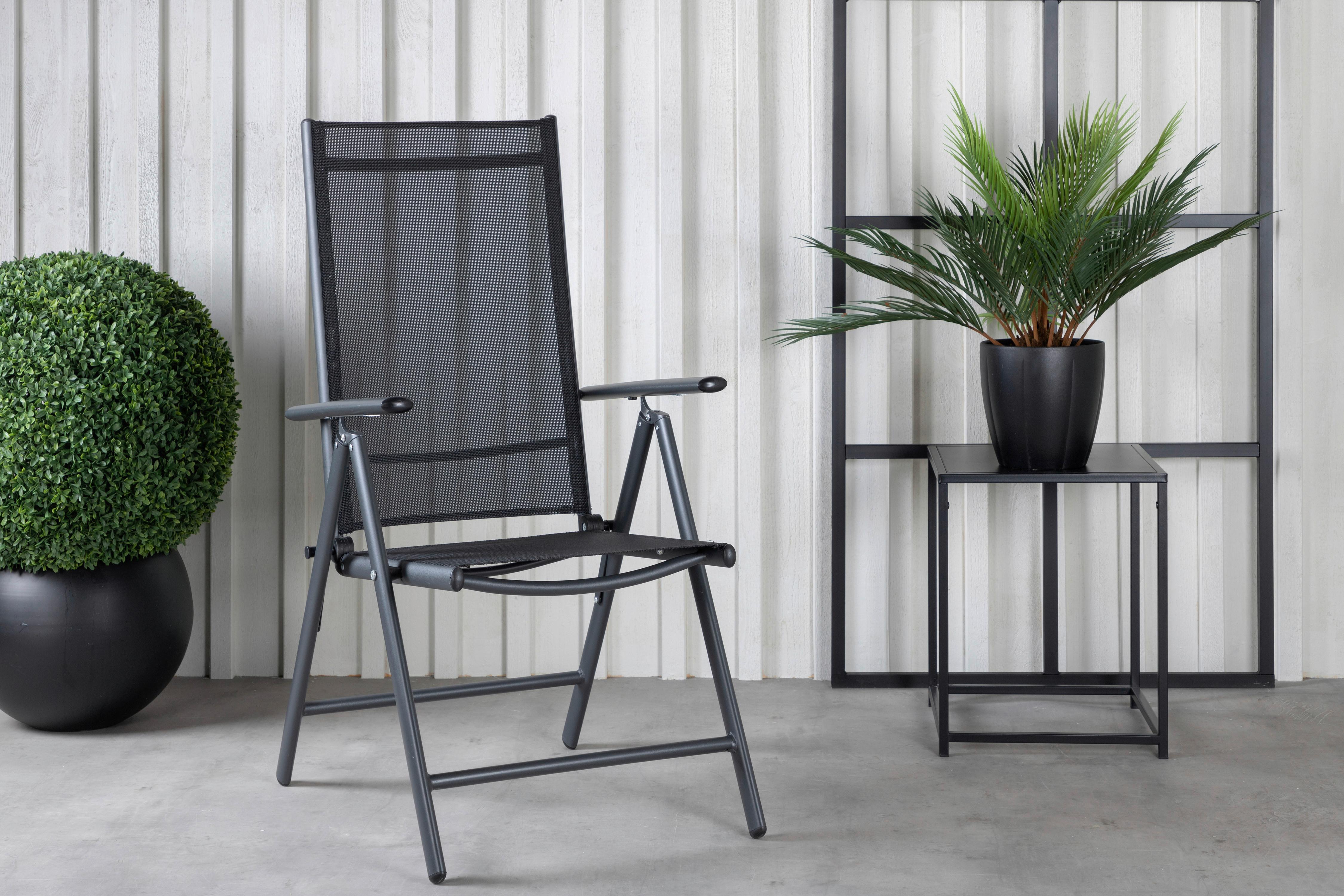 Gartenstuhl 2er-Set Break ca. 55x108 cm Schwarz - Schwarz, KONVENTIONELL, Kunststoff/Textil (55/108/62cm) - Gardenson