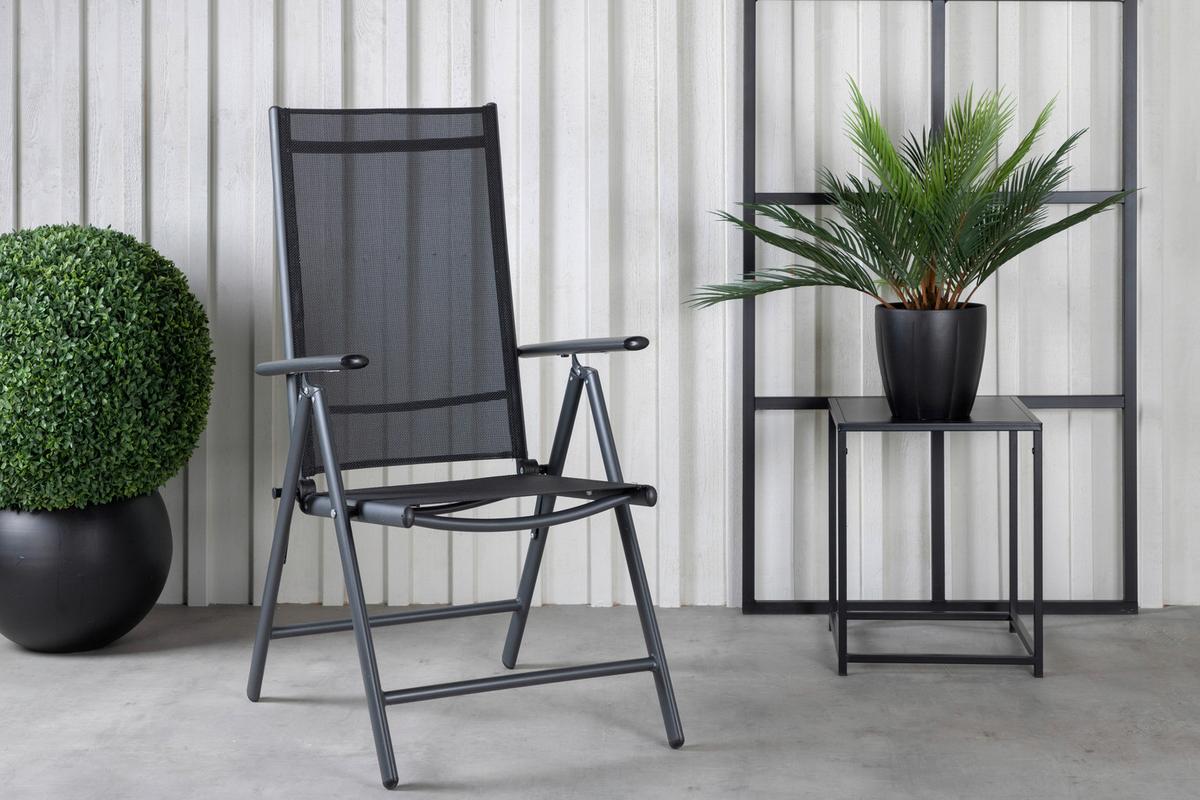 Gartenstuhl 2er-Set Break ca. 55x108 cm Schwarz - Schwarz, KONVENTIONELL, Kunststoff/Textil (55/108/62cm) - Gardenson