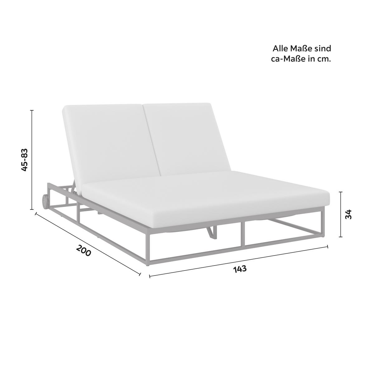 Gartenliege Berry Hellgrau Metall/Outdoorstoff - Hellgrau, MODERN, Kunststoff/Textil (143/24/200cm) - Bessagi Garden