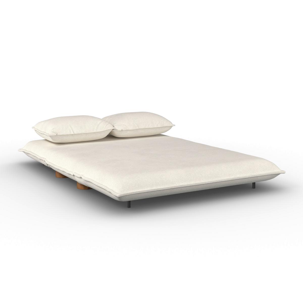 Schlafsofa Bella Bouclé Weiß - Weiß/Naturfarben, MODERN, Holz/Textil (141/189/25cm) - Bessagi Home