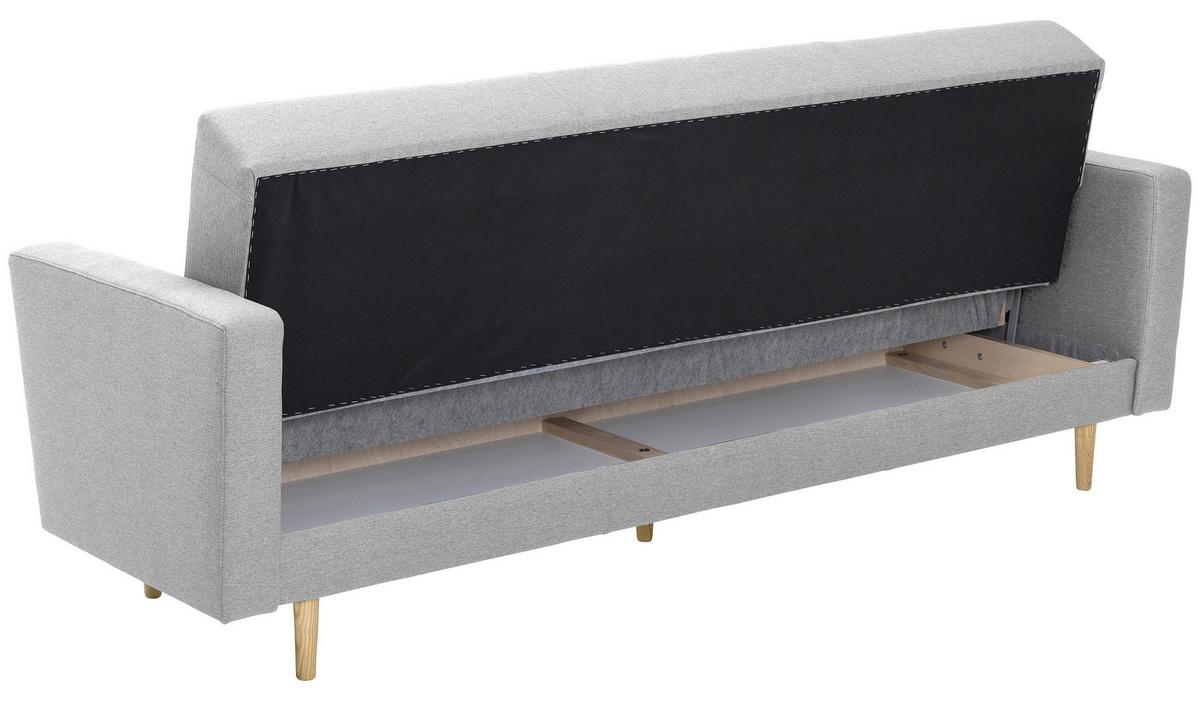 3-Sitzer-Sofa Jasmin Hellgrau Flachgewebe mit Schlaffunktion - Eschefarben/Hellgrau, MODERN, Holz/Textil (224/81/83cm) - Max Winzer