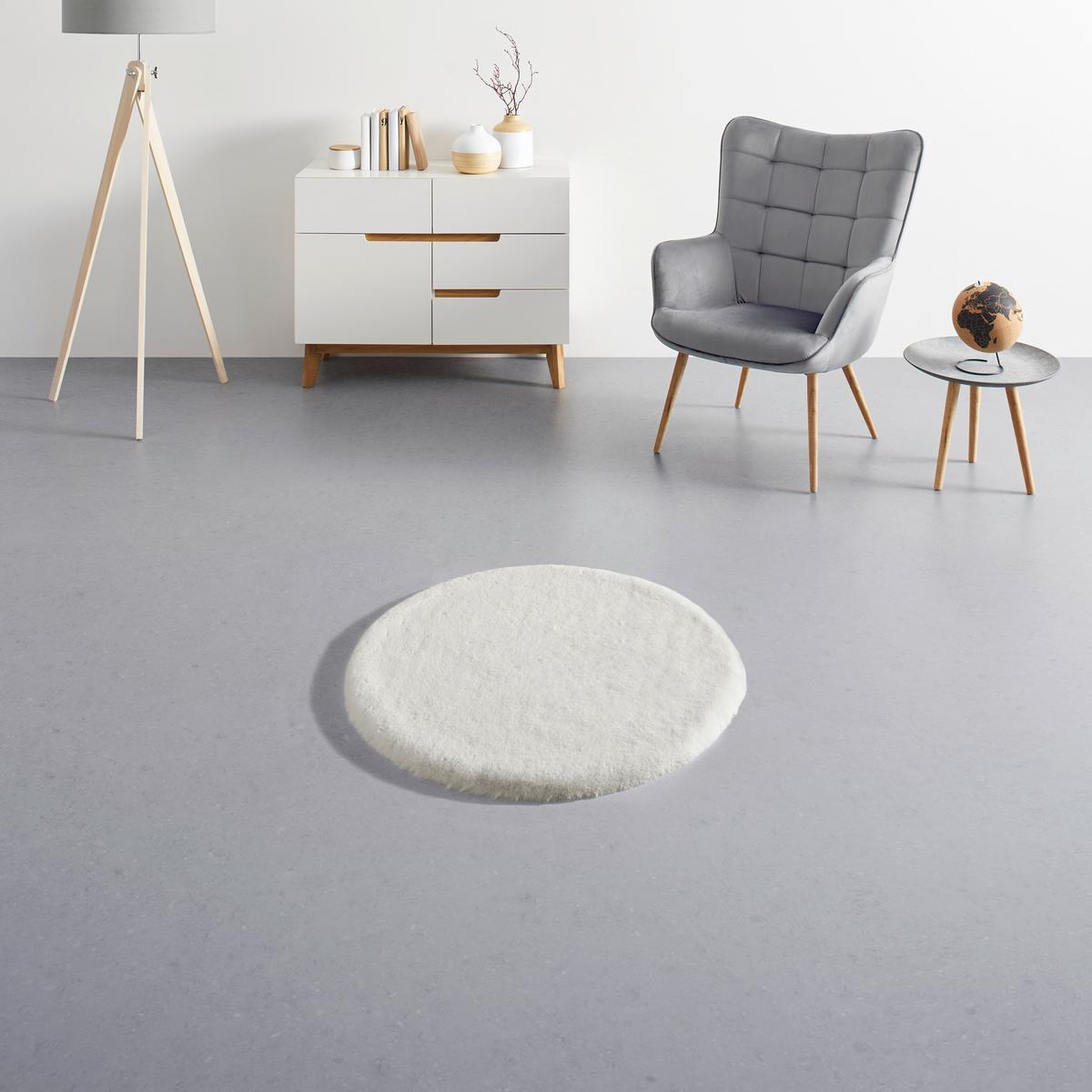Kunstfell Nico 3 in Creme Ø ca. 80cm - Creme, KONVENTIONELL, Fell (80cm) - Mömax