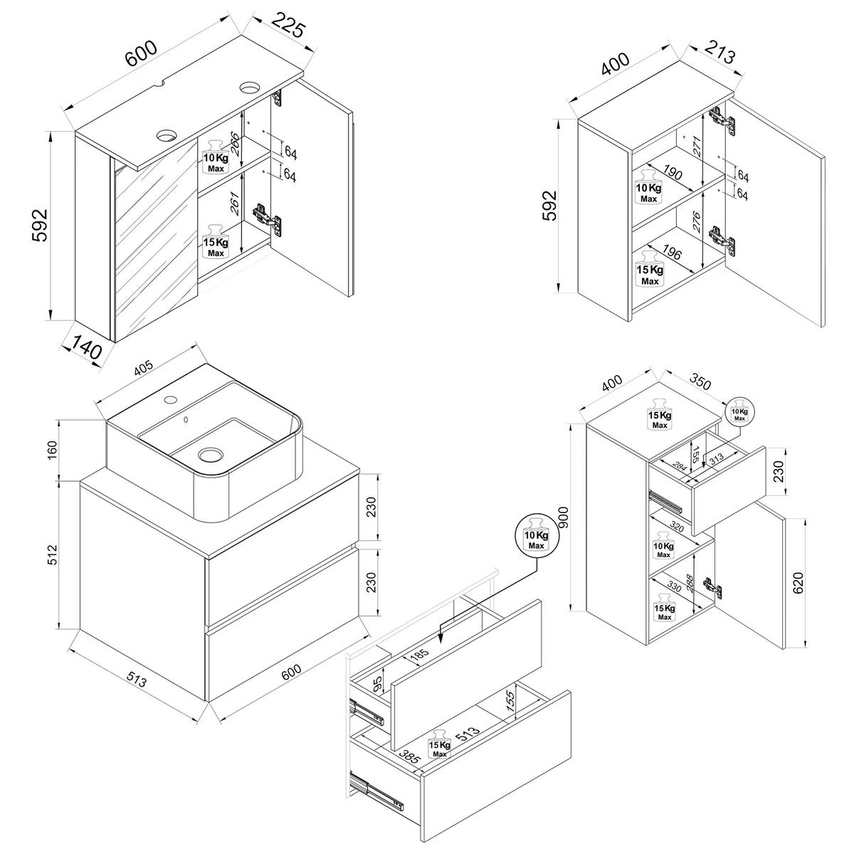 Badezimmer Cosila - Honigeiche/Weiss, Trend, Keramik/Holzwerkstoff (100cm) - MID.YOU
