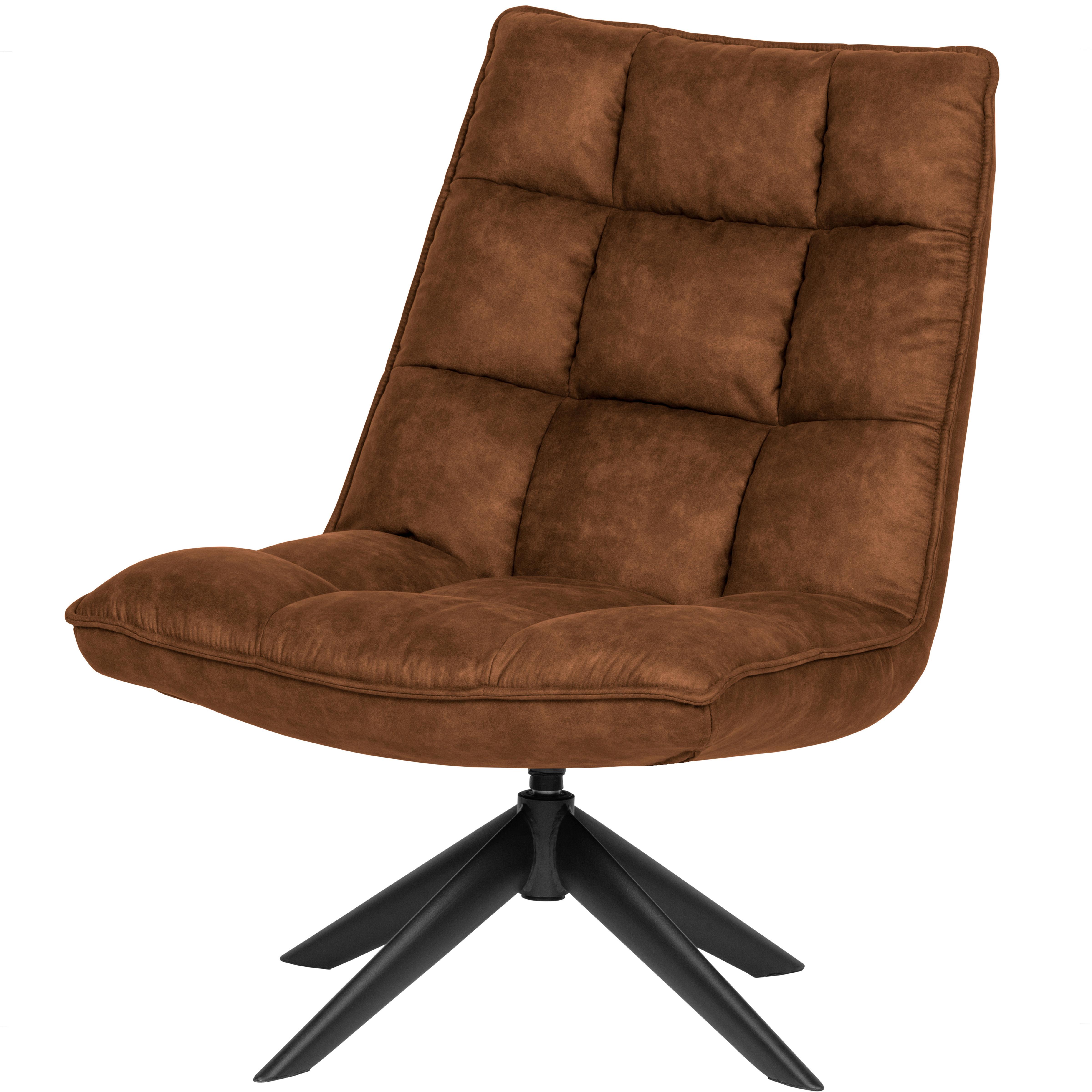 Sessel Jouke Cognac B: 70cm - Cognac/Schwarz, Design, Textil/Metall (70/97/85cm) - Livetastic