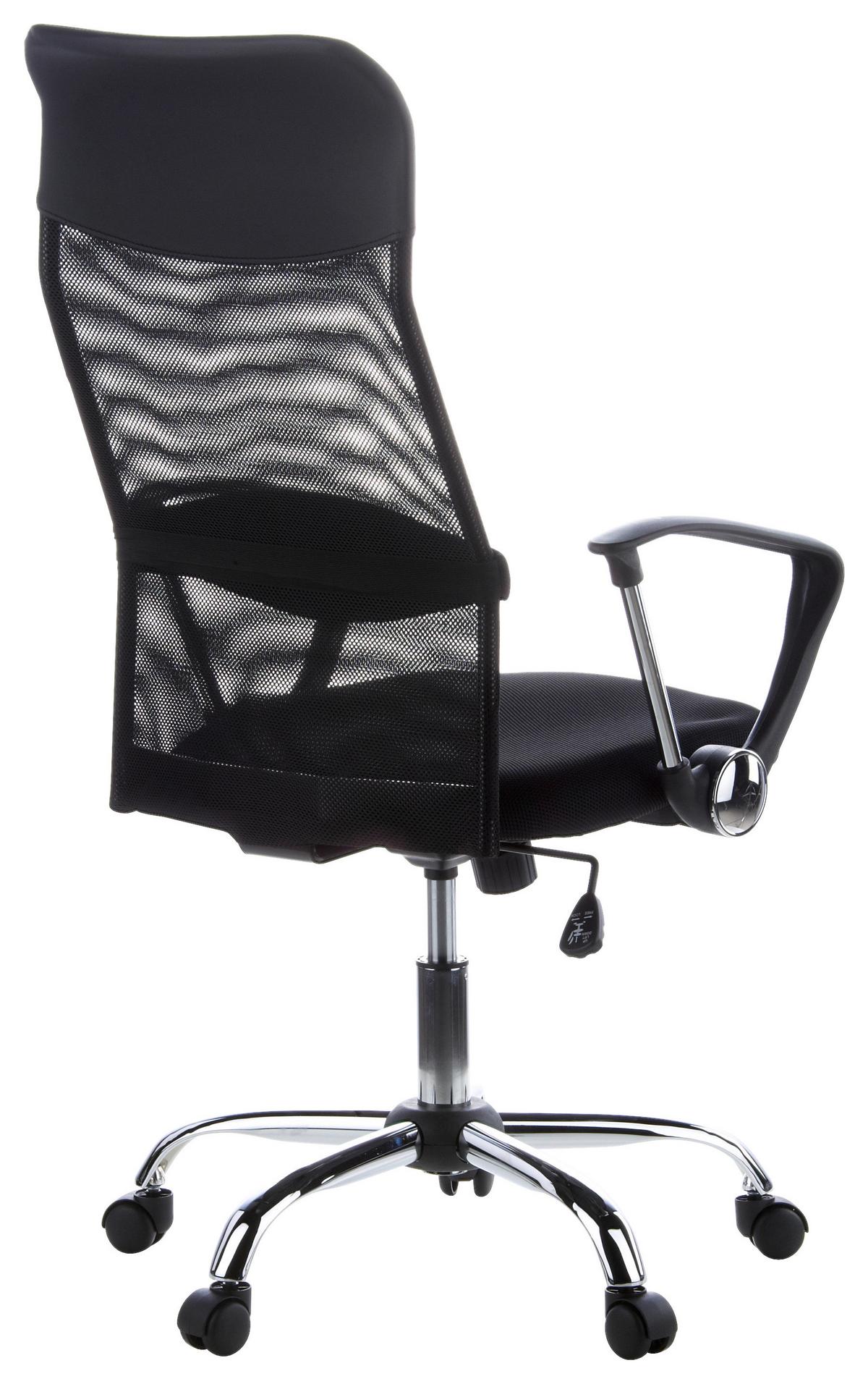 Drehstuhl Aria High Schwarz/Chromfarben - Chromfarben/Schwarz, MODERN, Kunststoff/Textil (60/129/50cm) - MID.YOU