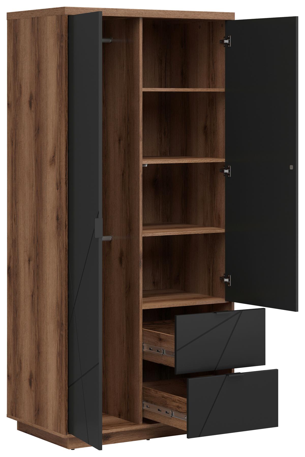 Ormar S Klasičnim Vratima Form - boje hrasta/crna, Moderno, drvni materijal/metal (94/200,5/56,5cm) - Modern Living