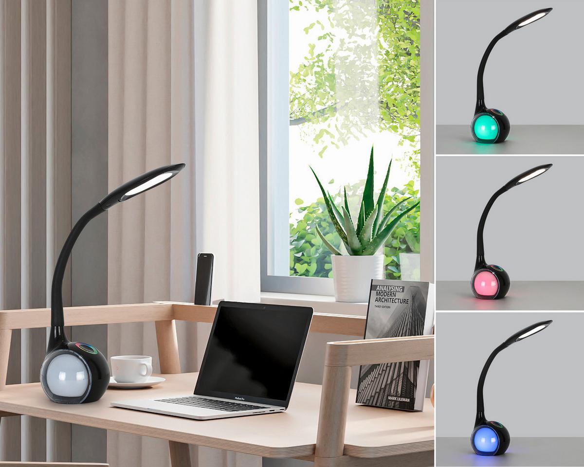 Lampă de birou cu LED Nihat - negru/transparent, Modern, plastic/metal (max 30/13,5/max 53cm) - Mömax