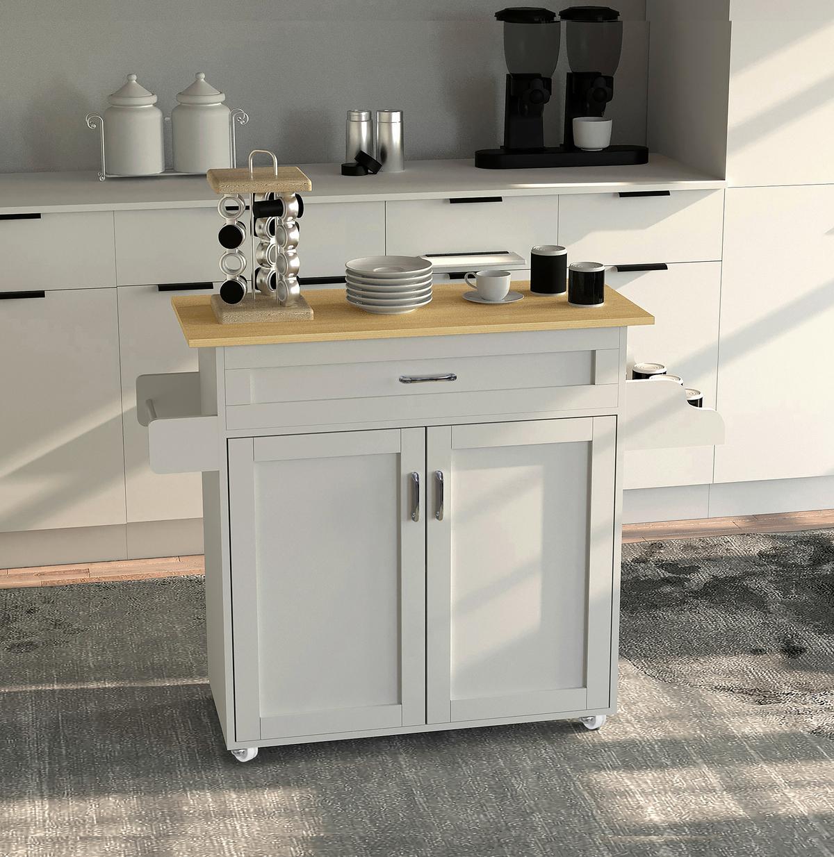 SERVIERWAGEN PASTANO - Honigeiche/Weiss, Basics, Holzwerkstoff/Kunststoff (114/89/39cm) - MID.YOU