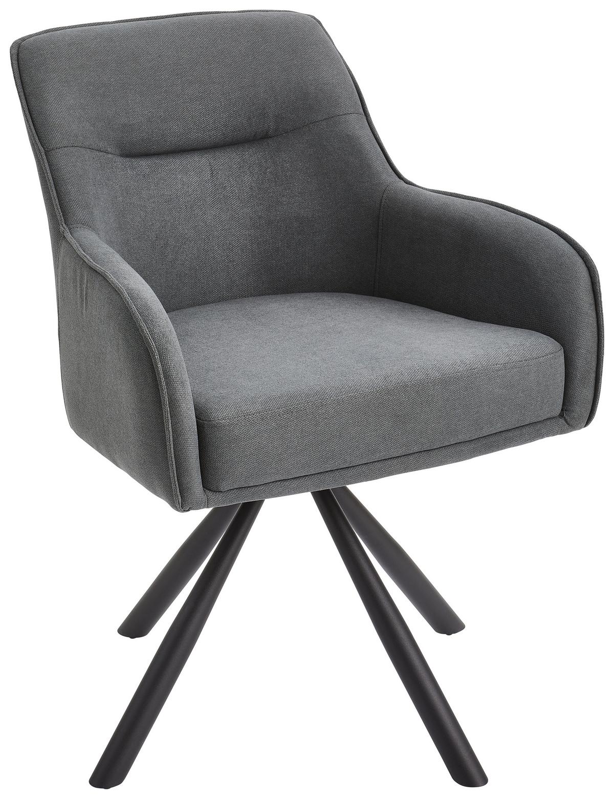 KRZESŁO Z PODŁOKIETNIKAMI ANNA - czarny/szary, Modern, metal/tkanina (62/84/62cm) - Livetastic