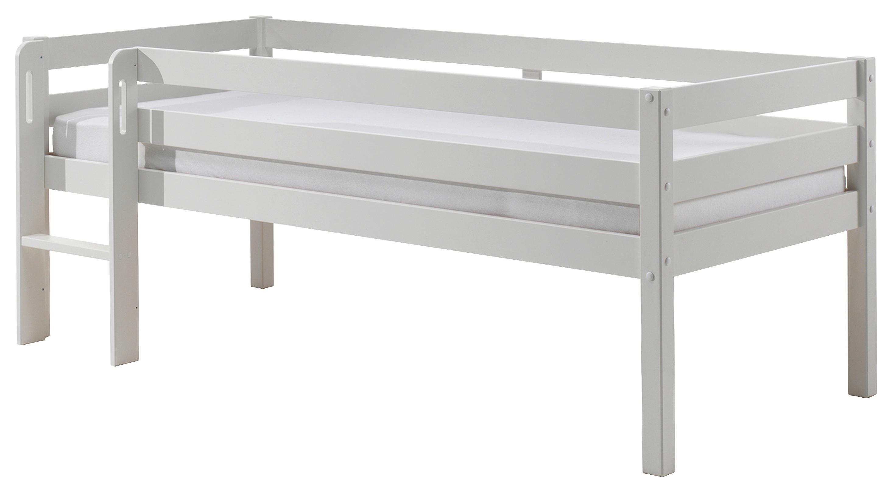 Hochbett Pino ca.90x200cm Kiefer Massiv Weiß - Weiß, MODERN, Holz/Holzwerkstoff (90/200cm) - MID.YOU