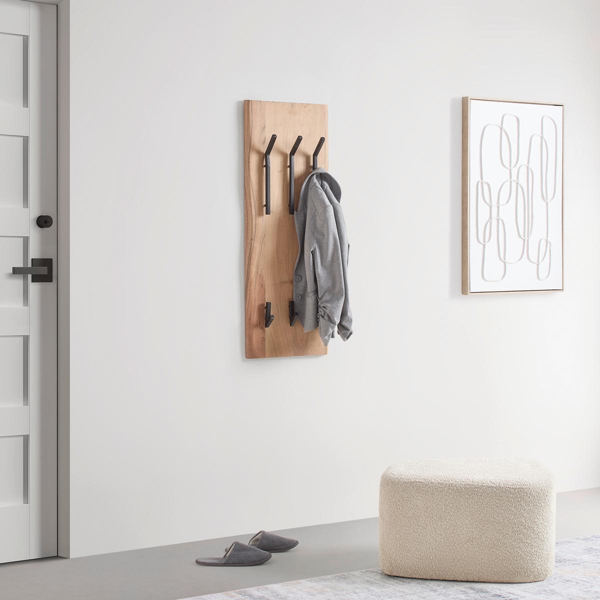 Wandgarderobe Rivera 6 Schwarz/Akaziefarben - Schwarz/Akaziefarben, KONVENTIONELL, Holz/Metall (36/100/12cm) - Mömax
