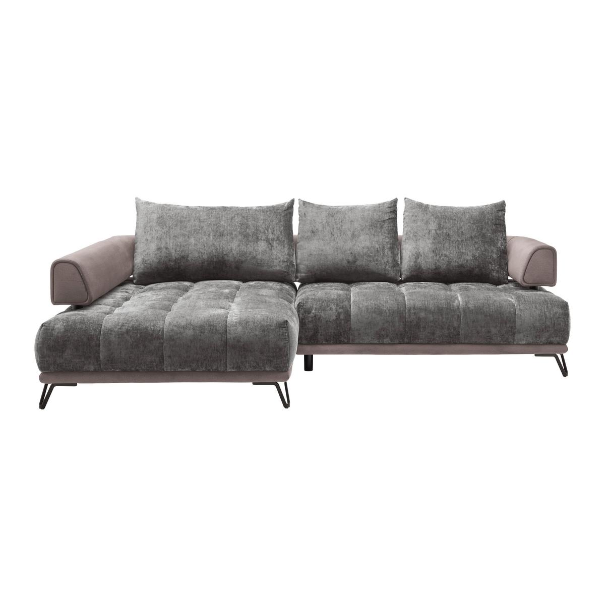 Ecksofa Morgan Grau - Schwarz/Grau, MODERN, Textil/Metall (184/67-87/262cm) - Mömax