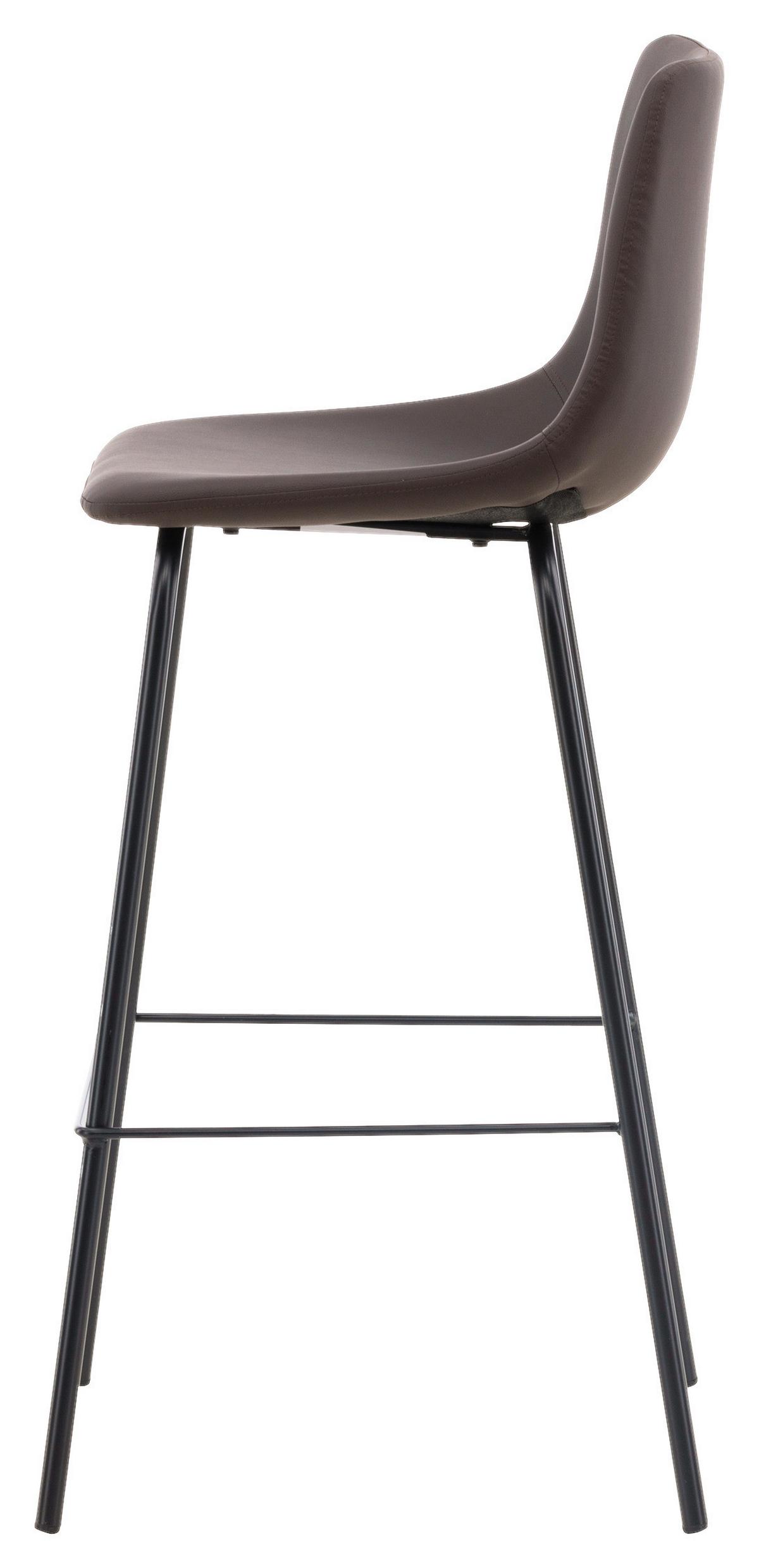 Barhocker-2er Set Alexi ca. 47x103x48 cm Dunkelbraun - Dunkelbraun/Schwarz, Design, Textil/Metall (47/103/48cm) - Livetastic