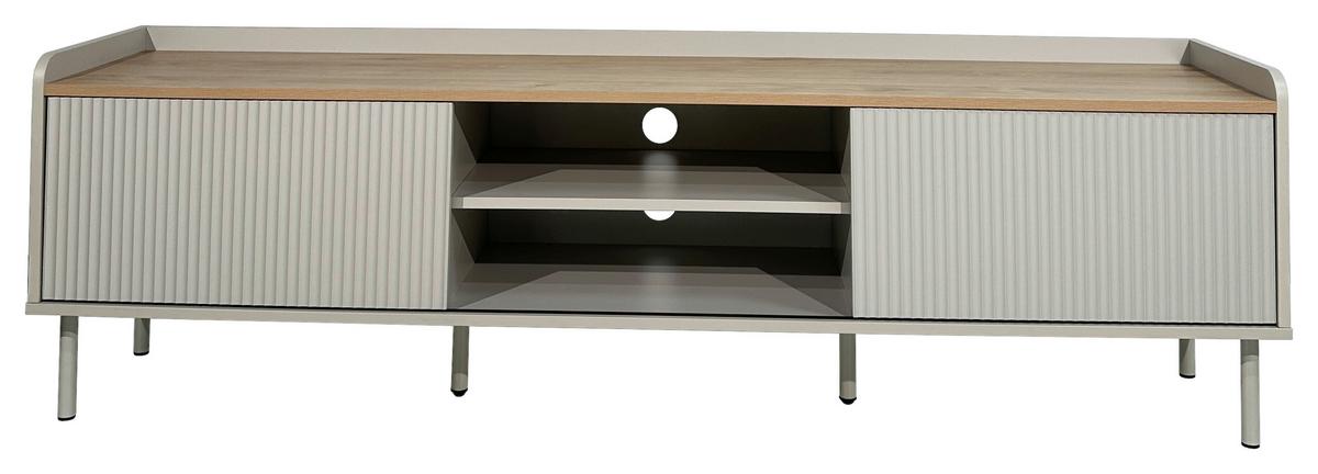 KOMODA NISKA SNOW - kolor dębowy/jasnoszary, Design, materiał drewnopochodny/metal (180/54/40cm) - Milino