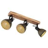 Strahler Lenna max. 40 Watt - Dunkelbraun/Goldfarben, Basics, Holz/Metall (54/12,5/25cm) - Globo