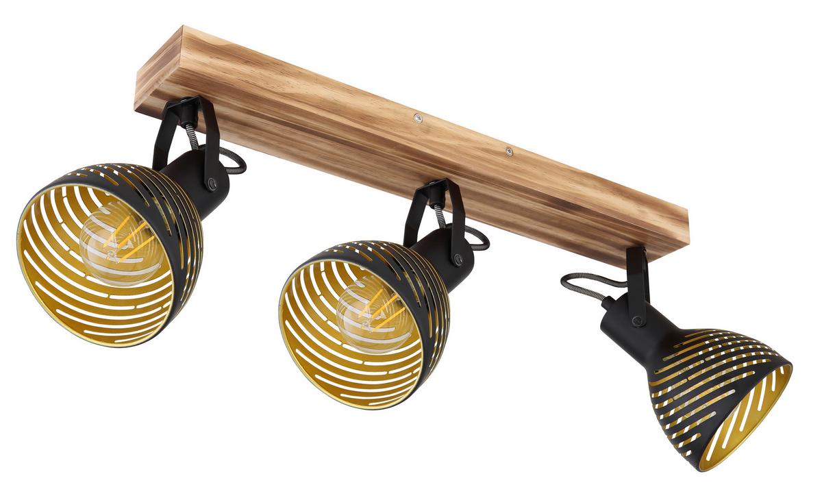 Strahler Lenna max. 40 Watt - Dunkelbraun/Goldfarben, Basics, Holz/Metall (54/12,5/25cm) - Globo