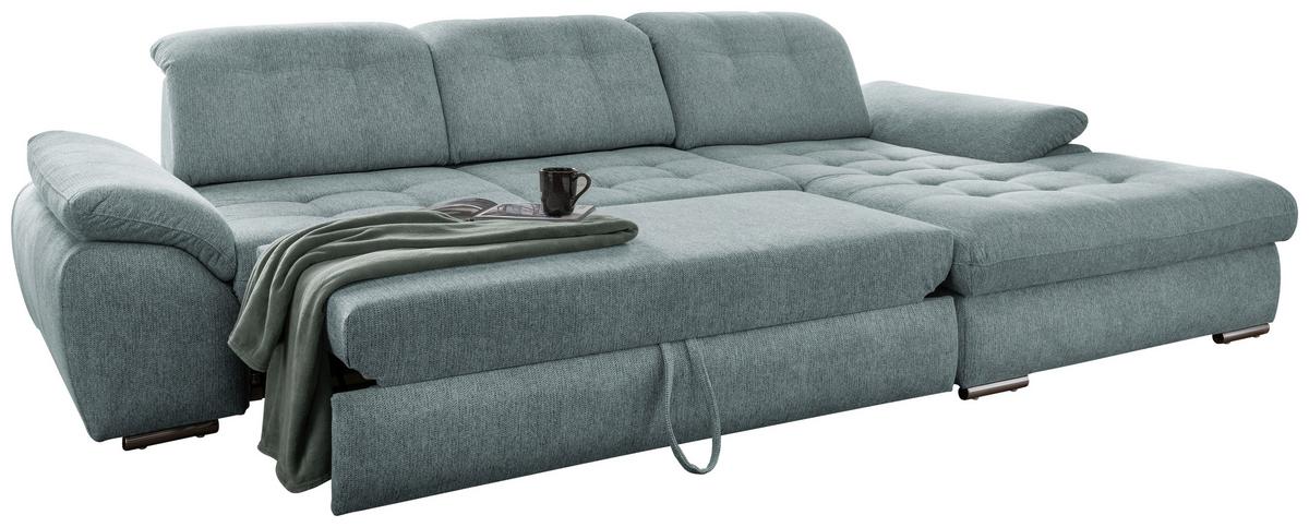 Ecksofa Rigatti mit Bettkasten ca. 314x184 cm Mint - Blau/Chromfarben, MODERN, Textil/Metall (314/184cm) - Livetastic