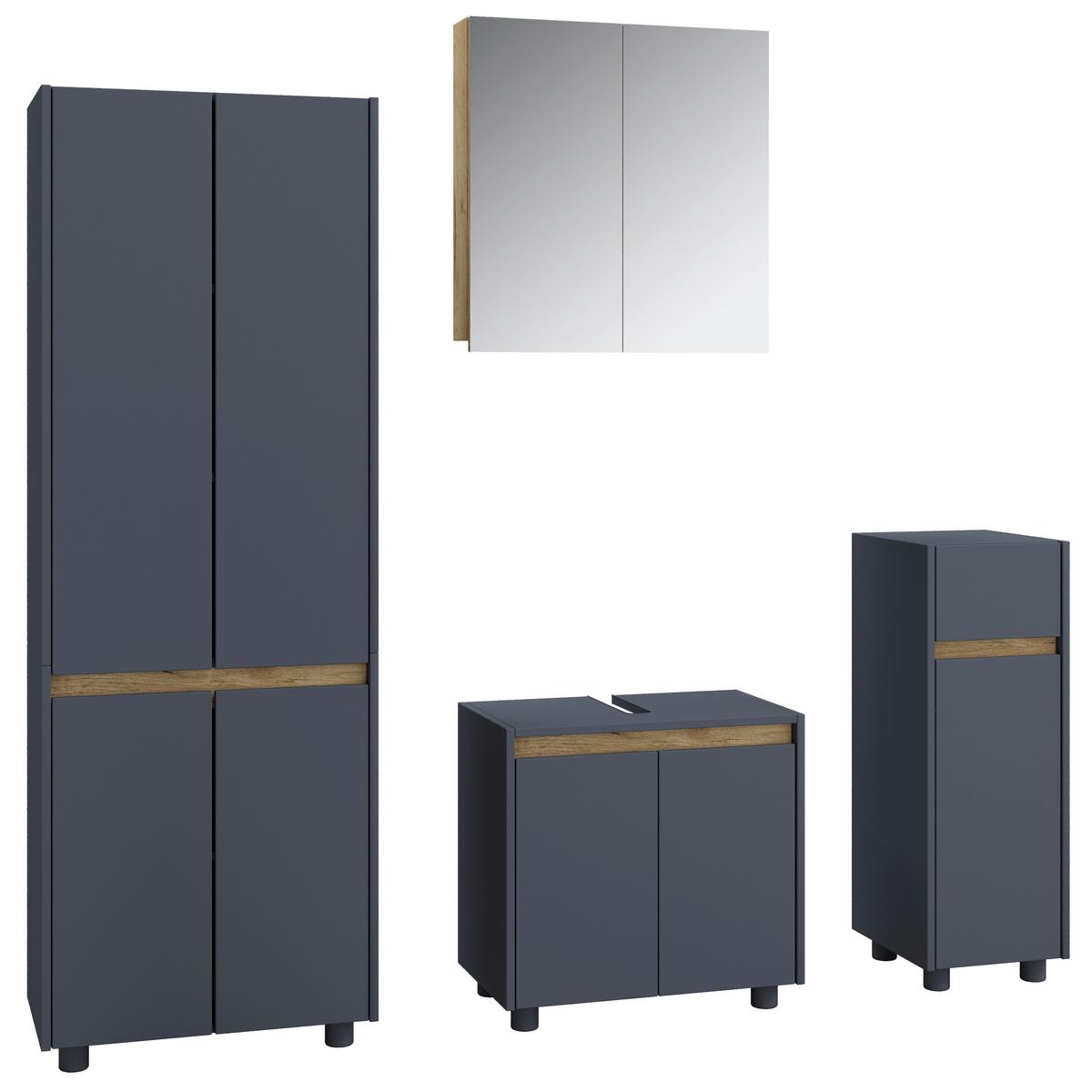 Badezimmer Cosila - Honigeiche/Anthrazit, Trend, Holzwerkstoff/Kunststoff (154cm) - MID.YOU