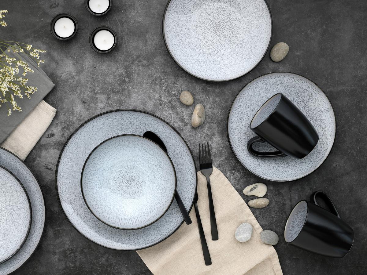 Kombinirani Servis Malmö, 16-Delni - črna/sivobela, Basics, keramika - Creatable